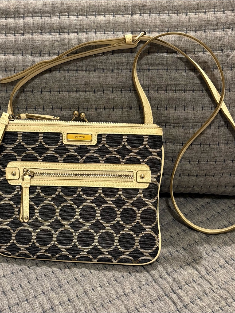 Nine West Denim & Cream Crossbody Bag with Kisslock